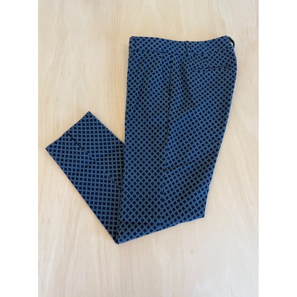 Banana Republic Camden Pant Blue Geometric Diamond Print Ankle Trousers Size 4